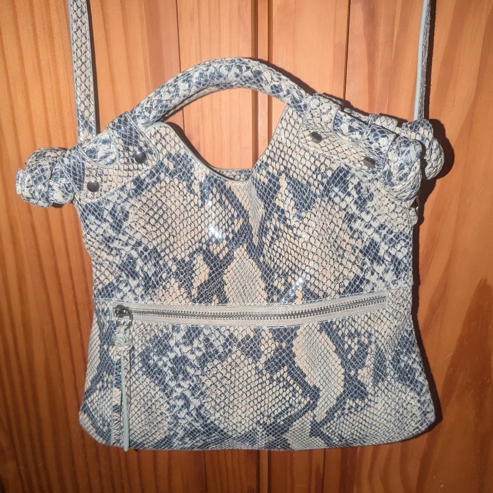 Pietro Alessandro Beige and Black Snakeskin Crossbody Bag